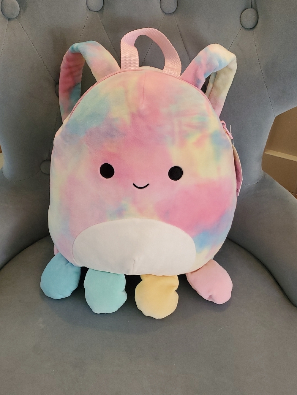 Squishmallows Pastel Tie-Dye Octopus Backpack - Pink, Blue, Yellow